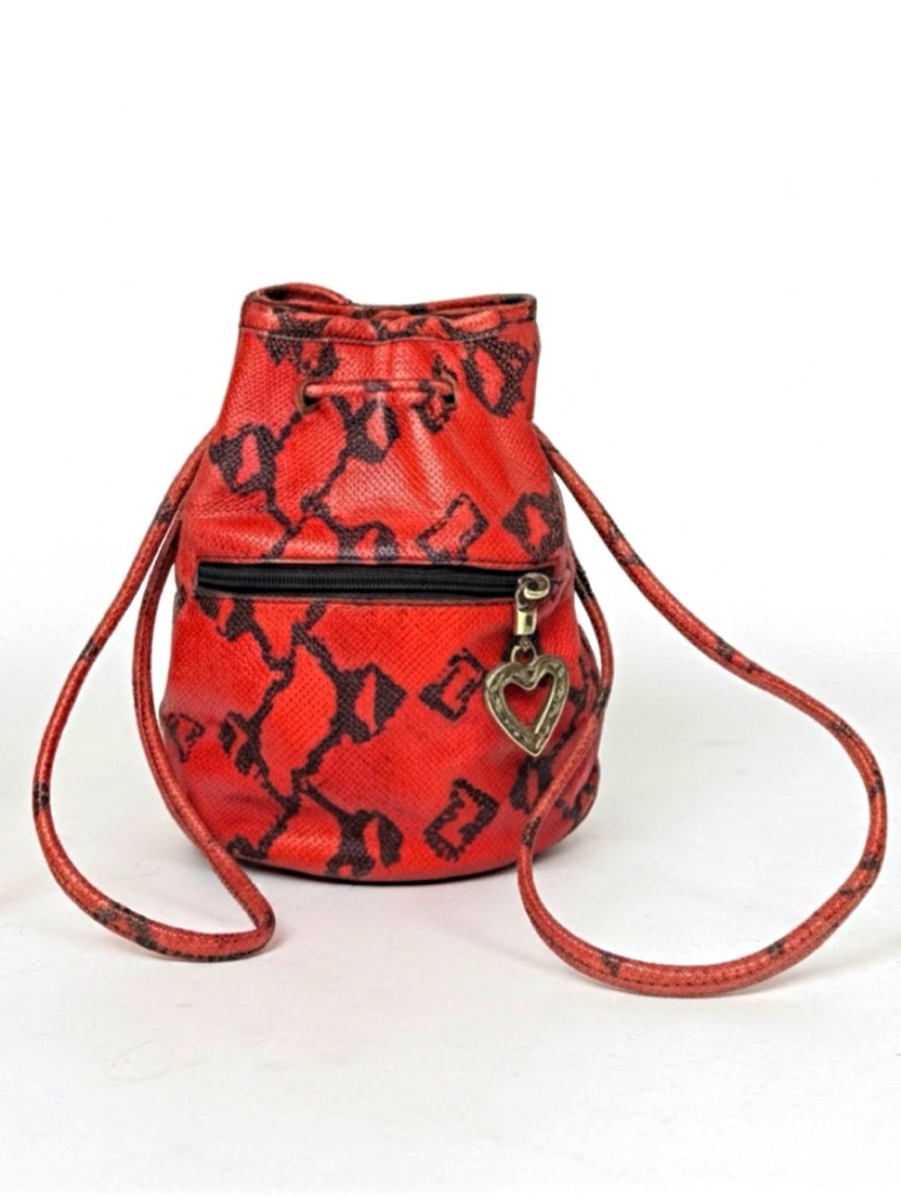 Vintage Moschino Redwall Convertible Snakeskin Embossed Leather Bucket Bag